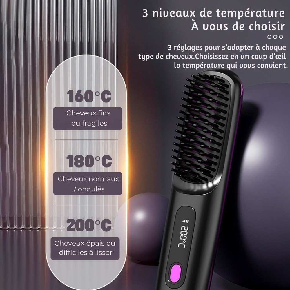 Brosse chauffante sans fil Minuteliss™ – 2-en-1 lissante & courbante